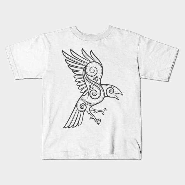 odin raven Kids T-Shirt by Lamink